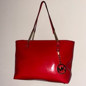 Jet Set Patent Leather Chain Tote Bag Michael Kors